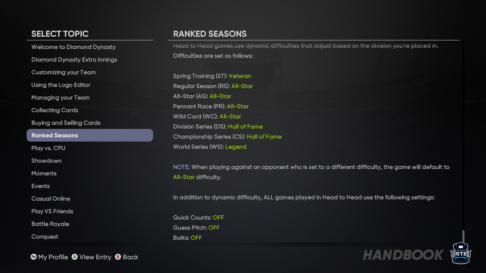 Mlb the Show Ranked Difficulties